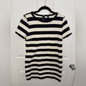 JCREW navy/cream Rugby striped dress Size Small